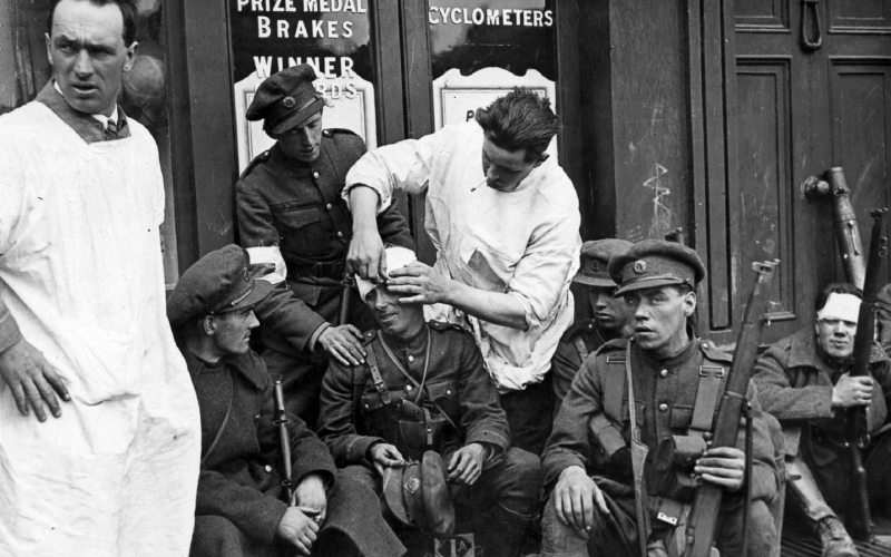 Wounded Free State Soldier BeingTreated During The Fight