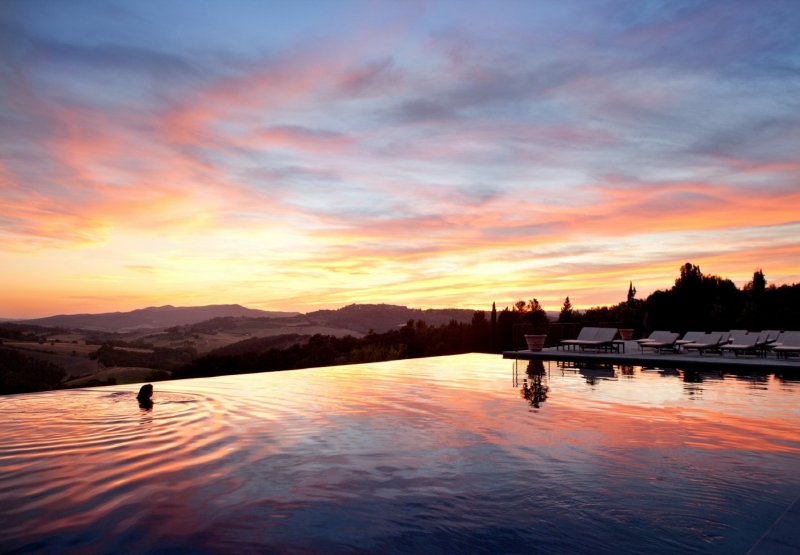 Castello Di Casole, Infinity Pool at Dusk