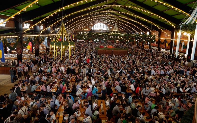 Traditional Weisswurst and Sauerkraut at Oktoberfest