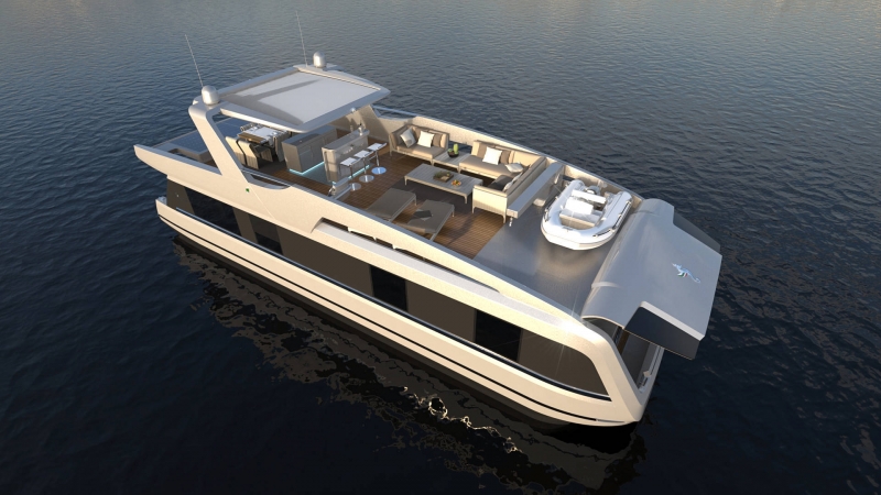 Overblue, The Amalgamation of Houseboat & Catamaran, into Dramatic Luxury